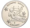 Монета 1 крона 2014 года Остров Мэн «XXII зимние Олимпийские Игры в Сочи 2014 года — Горнолыжный спорт» (Артикул K27-85068)
