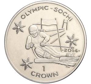 1 крона 2014 года Остров Мэн «XXII зимние Олимпийские Игры в Сочи 2014 года — Горнолыжный спорт»
