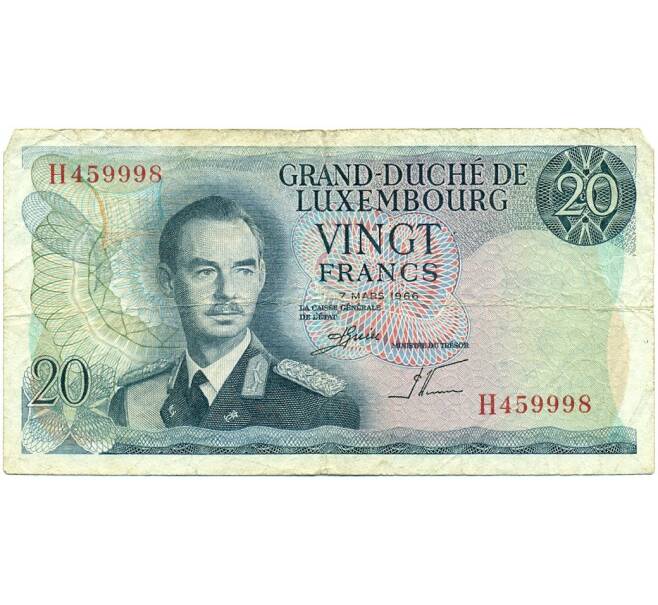 Банкнота 20 франков 1966 года Люксембург (Артикул K11-120842)