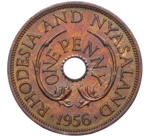 1 пенни 1956 года Родезия и Ньясаленд