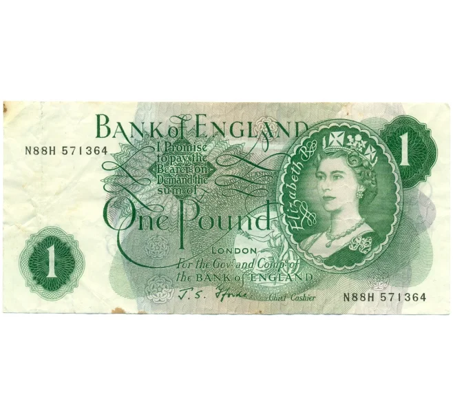 Банкнота 1 фунт 1966 года Великобритания (Банк Англии) (Артикул K11-122027)