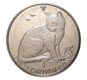 1 крона 1990 года Остров Мэн — Уличная кошка — Фото №1