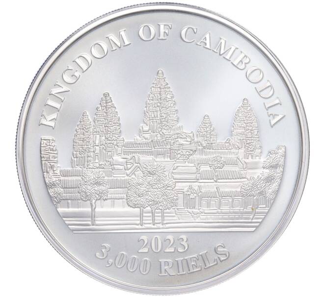Монета 3000 риелей 2023 года Камбоджа «Потерянные тигры Камбоджи» (Цветное покрытие) (Артикул M2-72235)