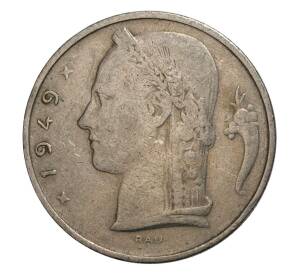 5 франков 1949 года Бельгия — Надпись на фламандском (BELGIE) — Фото №1