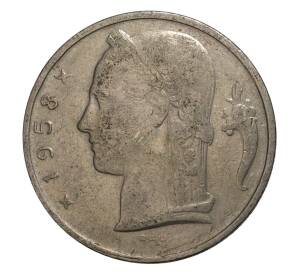 5 франков 1958 года Бельгия — Надпись на фламандском (BELGIE) — Фото №1