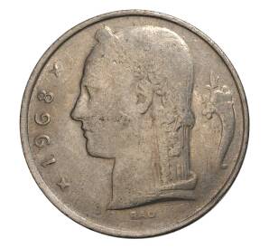 5 франков 1968 года Бельгия — Надпись на фламандском (BELGIE) — Фото №1