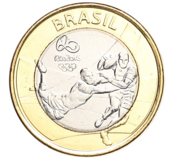 Монета 1 реал 2015 года Бразилия «XXXI летние Олимпийские Игры в Рио-де-Жанейро 2016 — Регби» (Артикул M2-72274)