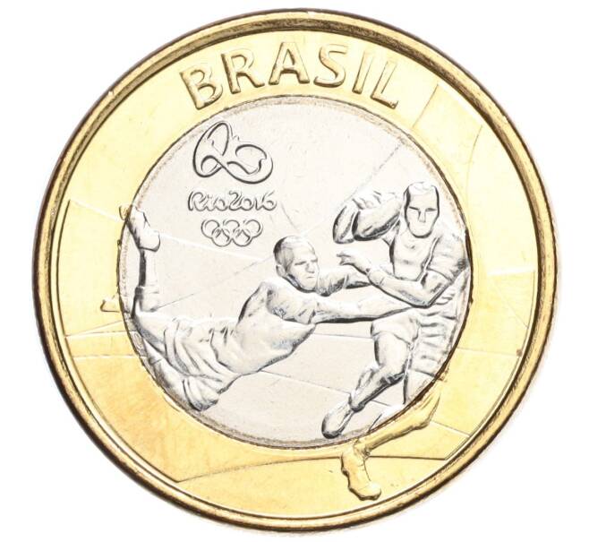 Монета 1 реал 2015 года Бразилия «XXXI летние Олимпийские Игры в Рио-де-Жанейро 2016 — Регби» (Артикул M2-72275)