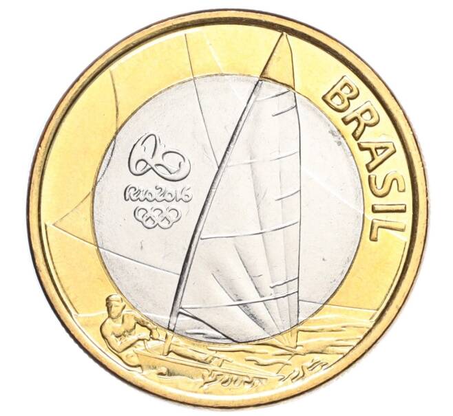 Монета 1 реал 2015 года Бразилия «XXXI летние Олимпийские Игры в Рио-де-Жанейро 2016 — Парусный спорт» (Артикул M2-72279)