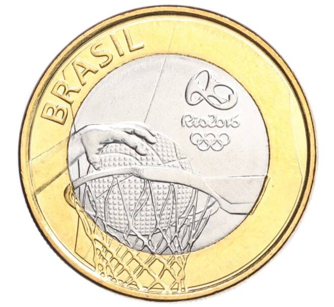 Монета 1 реал 2015 года Бразилия «XXXI летние Олимпийские Игры в Рио-де-Жанейро 2016 — Баскетбол» (Артикул M2-72304)