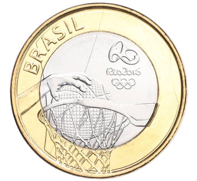 Монета 1 реал 2015 года Бразилия «XXXI летние Олимпийские Игры в Рио-де-Жанейро 2016 — Баскетбол» (Артикул M2-72305)