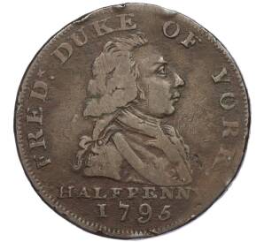 Токен 1/2 пенни 1795 года Великобритания (Йорк)