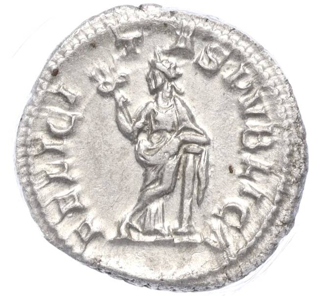 Монета Денарий 225-235 года Римская империя (Юлия Мамея) в мини-слабе ННР (XF) (Артикул: M2-72309) — Фото №2