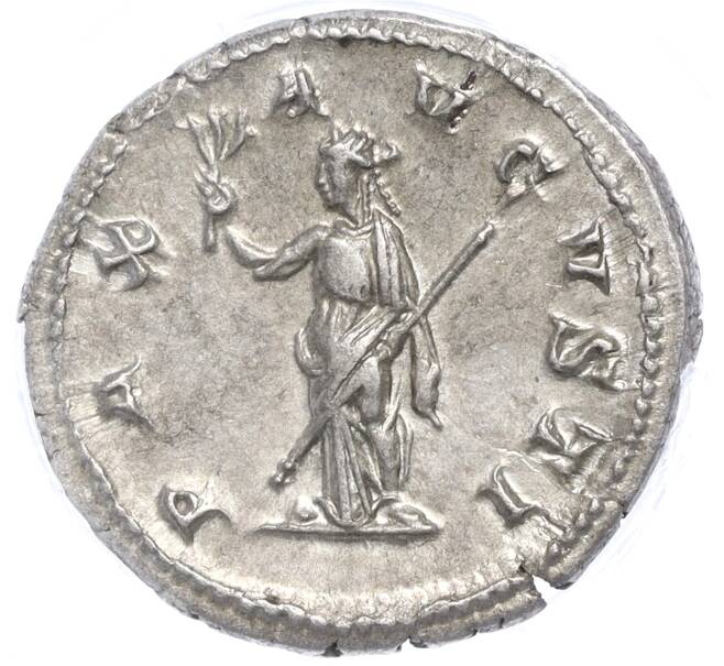 Монета Денарий 236-238 года Римская империя (Максимин I Фракиец) в мини-слабе ННР (XF+) (Артикул: M2-72310) — Фото №2