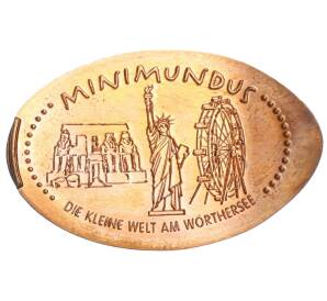 Жетон из монеты «Минимундус — маленький мир на озере Вортерзее (Статуя Свободы)» Австрия