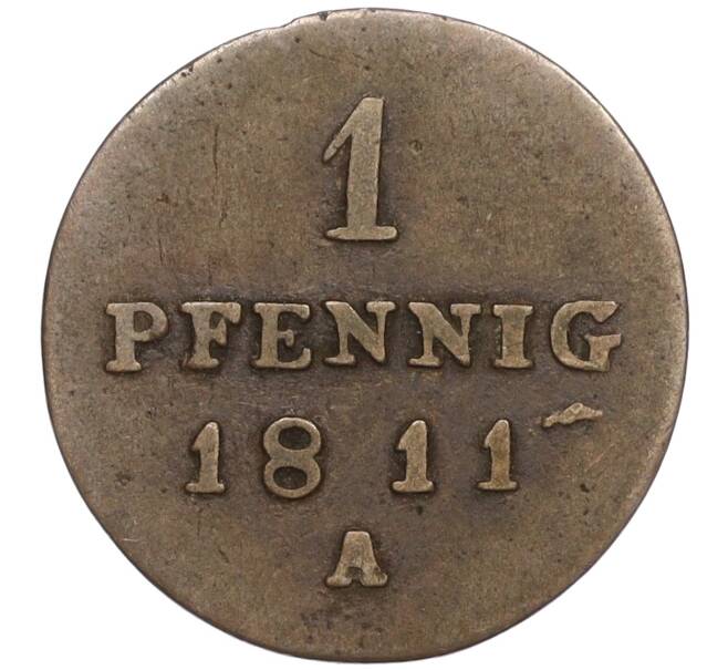 Монета 1 пфенни 1811 года Пруссия для Бранденбурга (Артикул K1-5105)