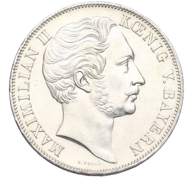 Монета 2 гульдена 1855 года Бавария «Восстановление колонны Мадонны в Мюнхене» (Артикул M2-72343)