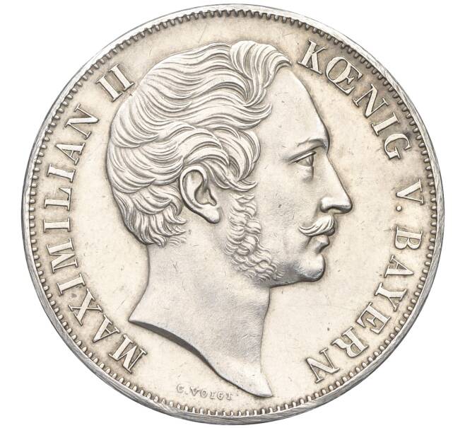 Монета 2 гульдена 1855 года Бавария «Восстановление колонны Мадонны в Мюнхене» (Артикул M2-72348)