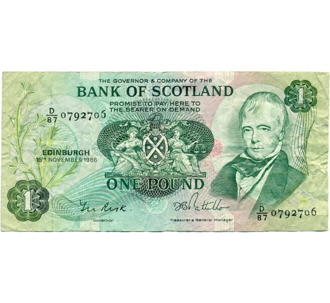 Банкнота 1 фунт 1986 года Великобритания (Банк Шотландии) (Артикул K11-123737)