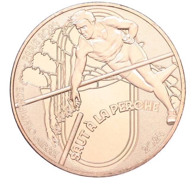 Монета 1/4 евро 2024 года Франция «XXXIII летние Олимпийские игры в Париже 2024 года — Прыжки с шестом» (Артикул M2-72395)