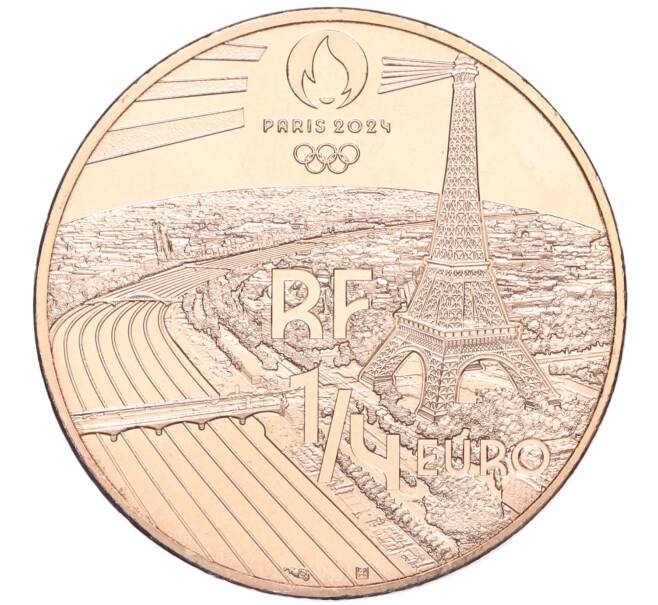 Монета 1/4 евро 2024 года Франция «XXXIII летние Олимпийские игры в Париже 2024 года — Прыжки с шестом» (Артикул: M2-72395) — Фото №2