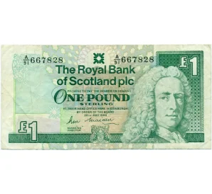 1 фунт стерлингов 1989 года Великобритания (Банк Шотландии)