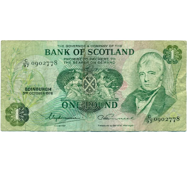 Банкнота 1 фунт 1978 года Великобритания (Банк Шотландии) (Артикул K11-124295)