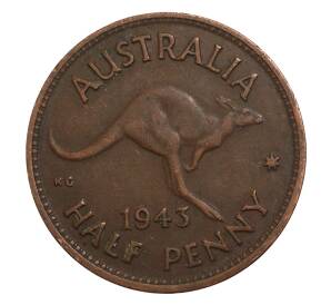 1/2 пенни 1943 года Австралия — Фото №1