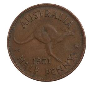1/2 пенни 1951 года Австралия — Фото №1