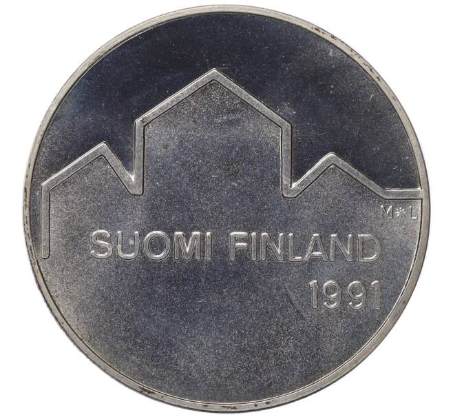 Монета 100 марок 1991 года Финляндия «Чемпионат мира по хоккею» (Артикул M2-72967)