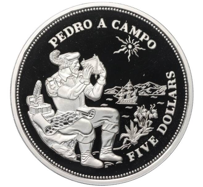 Монета 5 долларов 1994 года Барбадос «Педро Сармьенто де Гамбоа» (Артикул M2-72986)