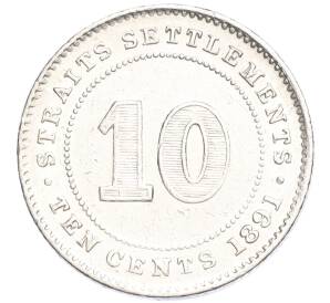 10 центов 1891 года Стрейтс Сетлметс