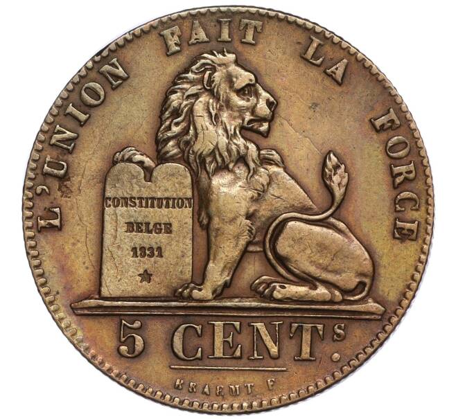 Монета 5 сантимов 1856 года Бельгия (Артикул K27-85360)