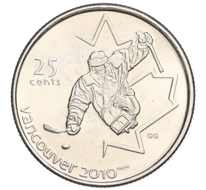 Монета 25 центов 2009 года Канада «X зимние Паралимпийские Игры 2010 в Ванкувере — Хоккей» (Артикул K11-124830)