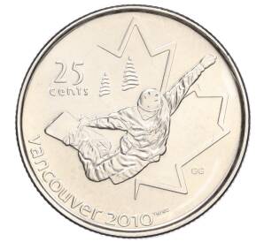 25 центов 2008 года Канада «XXI зимние Олимпийские Игры в Ванкувере 2010 — Сноуборд»