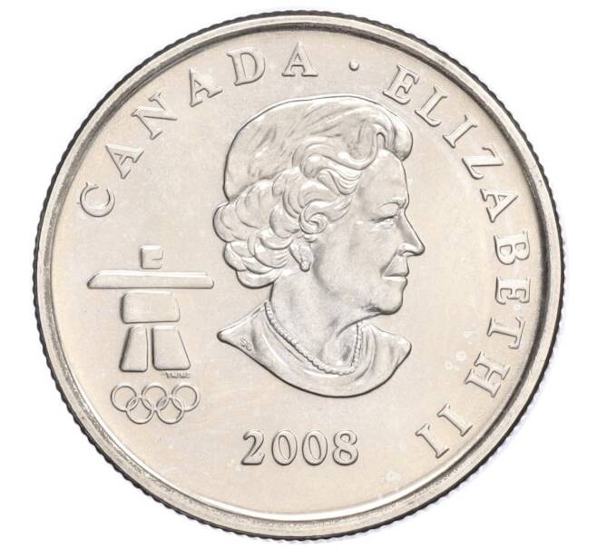 Монета 25 центов 2008 года Канада «XXI зимние Олимпийские Игры в Ванкувере 2010 — Бобслей» (Артикул K11-124839)