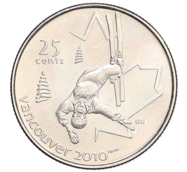 Монета 25 центов 2008 года Канада «XXI зимние Олимпийские Игры в Ванкувере 2010 — Фристайл» (Артикул K11-124840)