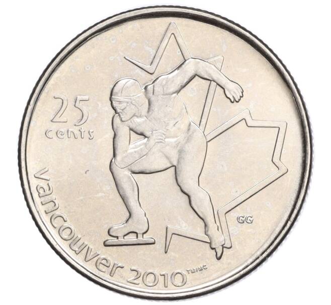 Монета 25 центов 2009 года Канада «XXI зимние Олимпийские Игры в Ванкувер 2010 — Конькобежный спорт» (Артикул K11-124841)