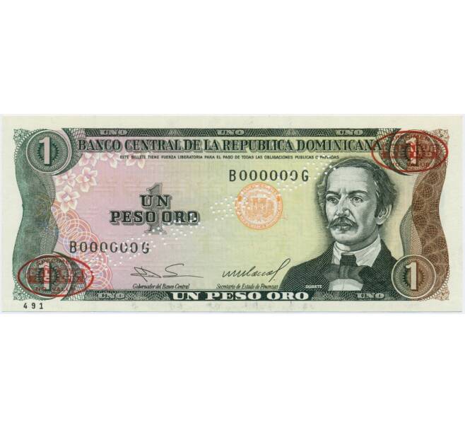Банкнота 1 песо 1984 года Доминиканская республика (Образец) (Артикул K11-124914)