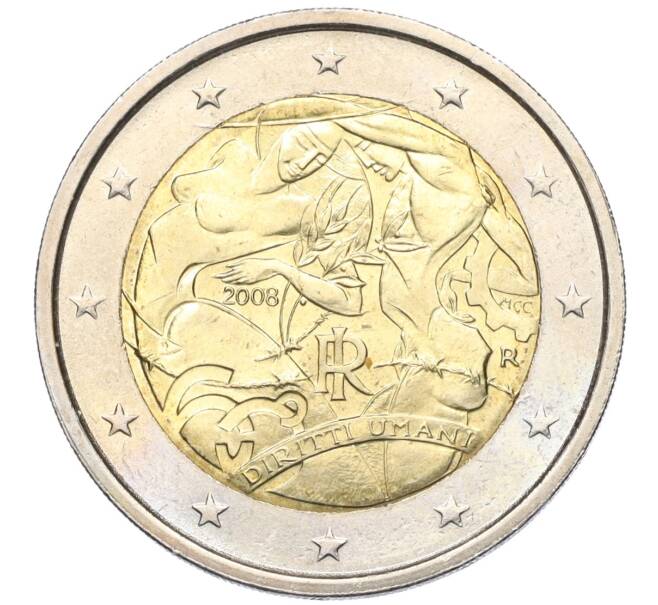 Монета 2 евро 2008 года Италия «60 лет Всеобщей Декларации Прав Человека» (Артикул T11-05083)