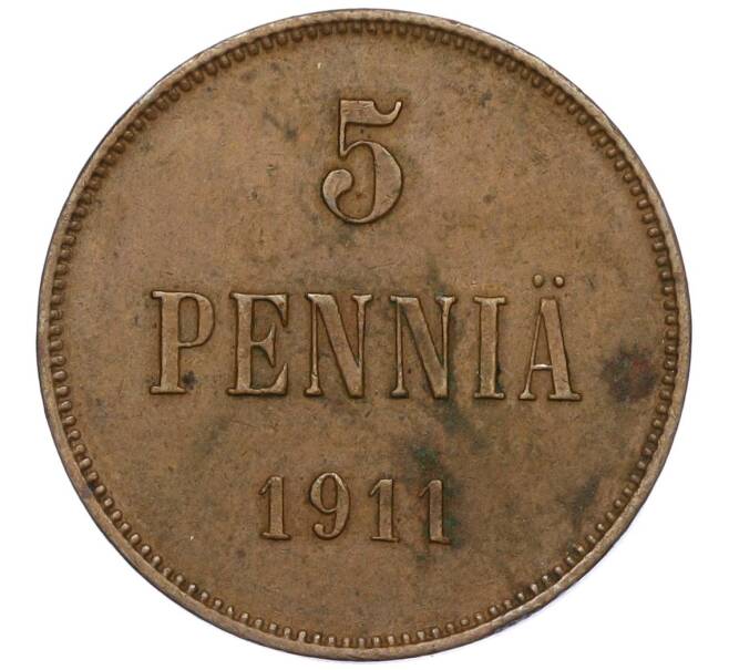 Монета 5 пенни 1911 года Русская Финляндия (Артикул K12-00216)