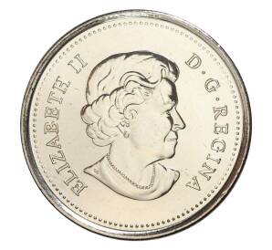 25 центов 2015 года Канада — 50 лет флагу Канады (цветная) — Фото №2