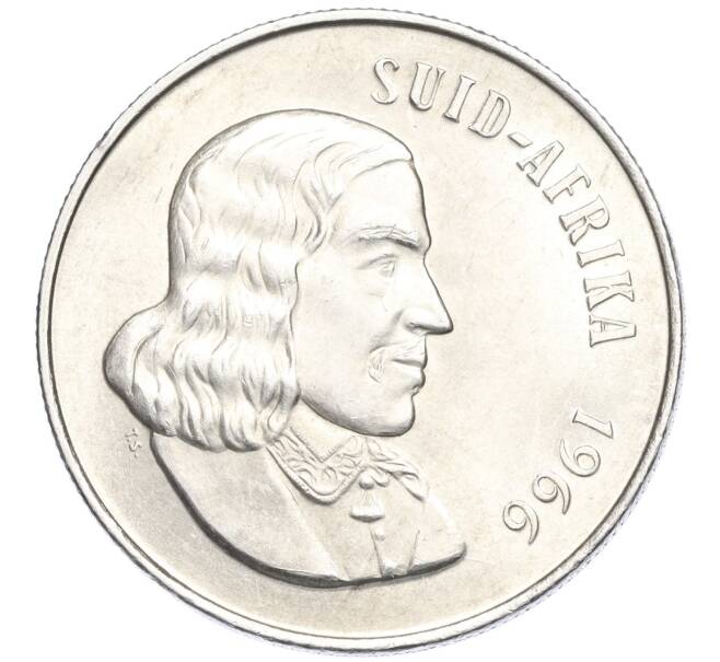 Монета 1 рэнд 1966 года ЮАР — Надпись на языке африкаанс (SUID-AFRIKA) (Артикул M2-73137)