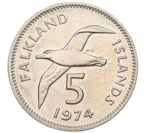 5 пенсов 1974 года Фолклендские острова
