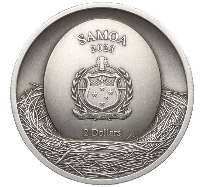 Монета 2 доллара 2023 года Самоа «Серая неясыть» (Артикул M2-73356)