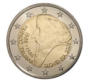 2 евро 2008 года Словения «500 лет со дня рождения Приможа Трубара»