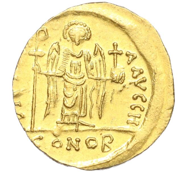 Монета Солид 583-602 года Византийская Империя — Маврикий Тиберий (Артикул M2-73520)