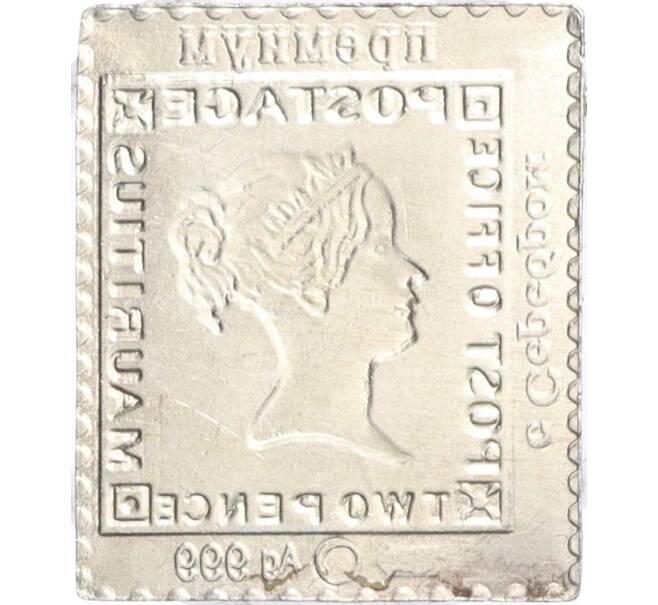 Водочный жетон торговой марки Премиум с Серебром «Почтовая марка Маврикия — 2 пенса (ОРГ)» (Артикул K12-01443)
