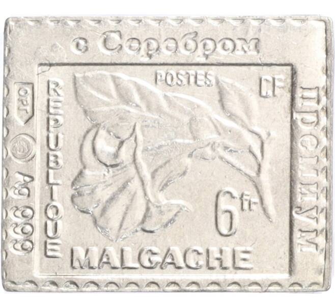 Водочный жетон торговой марки Премиум с Серебром «Почтовая марка Малагайской Республики — 6 франков (ОРГ)» (Артикул K12-01445)