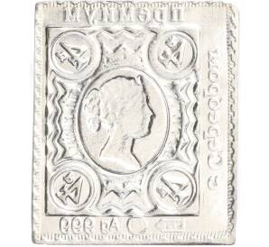 Водочный жетон торговой марки Премиум с Серебром «Почтовая марка Великобритании — 4 пенса (МРГ)»